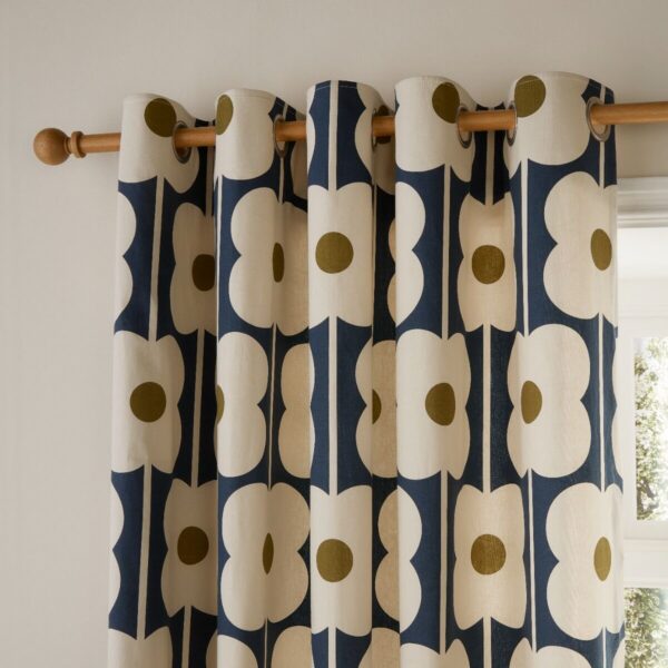 Abacus Flower, Retro ferdigsydde gardiner  marine og oliven fra Orla Kiely - Bilde 2