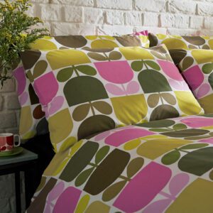 Block Stem putetrekk med retrodesign i rosa og grønt fra Orla Kiely