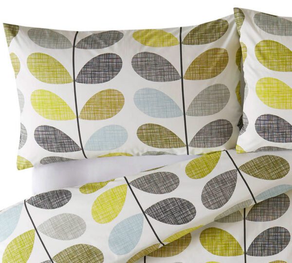 Scribble Stem retro putetrekk i grønt og duck egg fra Orla Kiely
