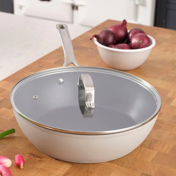 Duegrå "non stick" sautepanne med glasslokk fra Laura Ashley - Bilde 2