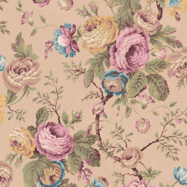 Uffington Roses, klassisk tapet med roser og peoner i rosa - Bilde 3