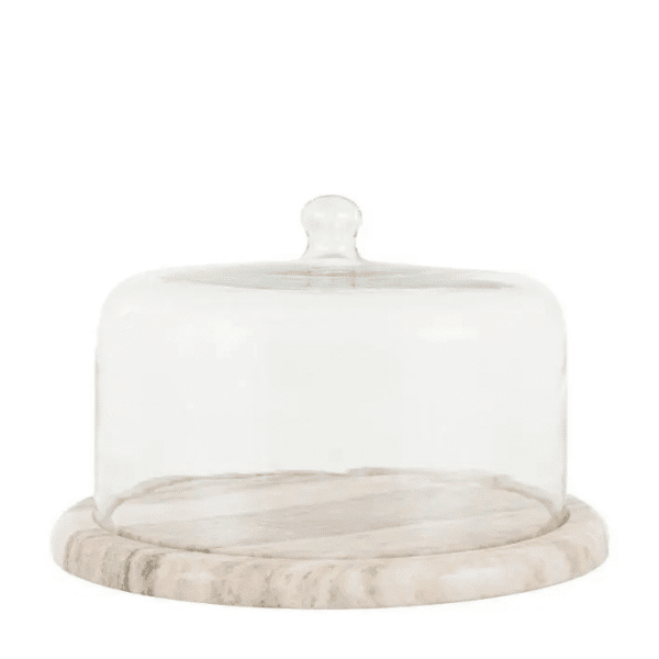 Novi, kakefat i beige marmor med glasslokk - Bilde 2