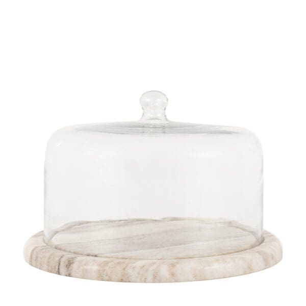 Novi, kakefat i beige marmor med glasslokk - Bilde 4