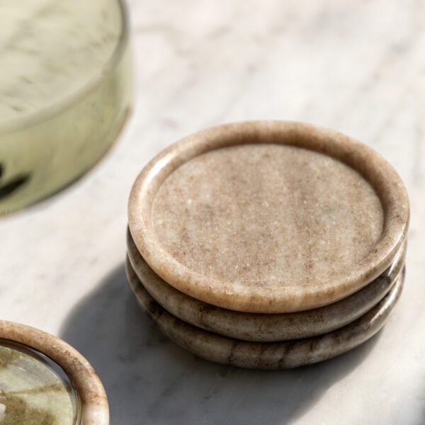 Novi,runde glassbrikker i beige marmor - Bilde 2