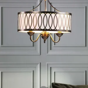 Allerford klassisk taklampe i bronse og lin fra Laura Ashley