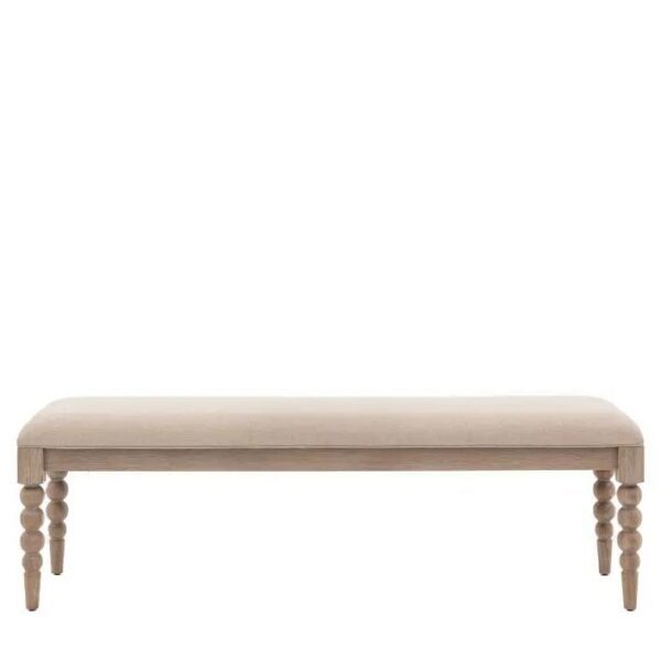Artisan, spisebenk i kalkvasket eik , trukket i beige stoff - Bilde 4
