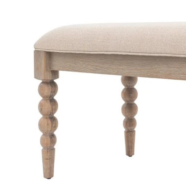 Artisan, spisebenk i kalkvasket eik , trukket i beige stoff - Bilde 6