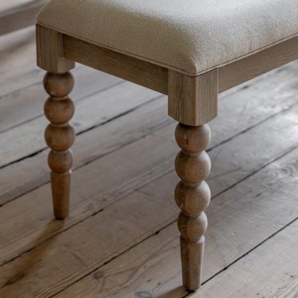Artisan, spisebenk i kalkvasket eik , trukket i beige stoff - Bilde 2