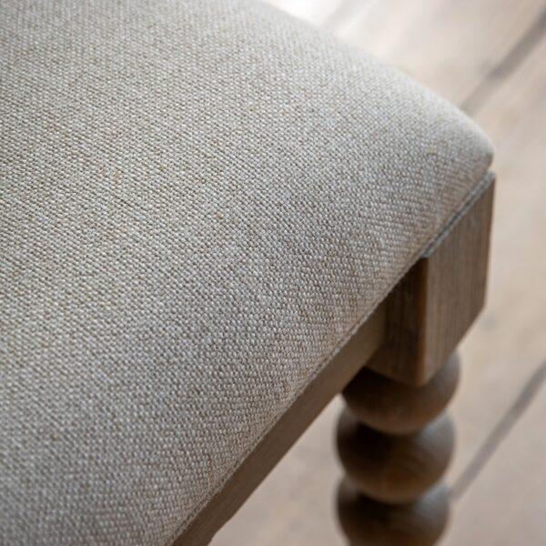 Artisan, spisebenk i kalkvasket eik , trukket i beige stoff - Bilde 3