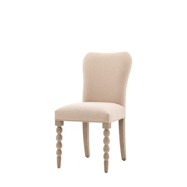 Artisan, spisestuestoler i kalkvasket eik , trukket i beige stoff - Bilde 5