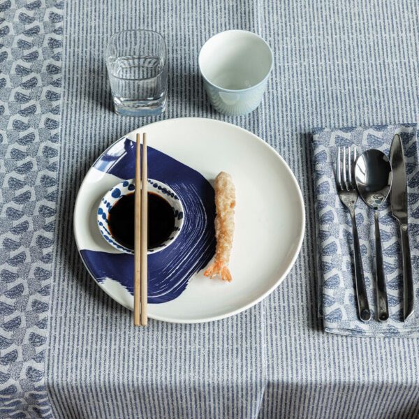 Empreintes, damaskduk i blå bomull i grafisk design - Bilde 2