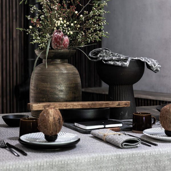 Empreintes, damaskduk i sort bomull i grafisk design - Bilde 3