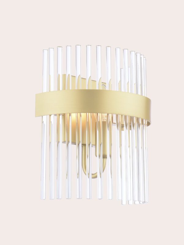 Alexa, moderne vegglampe i messing, med glasstaver - Bilde 7