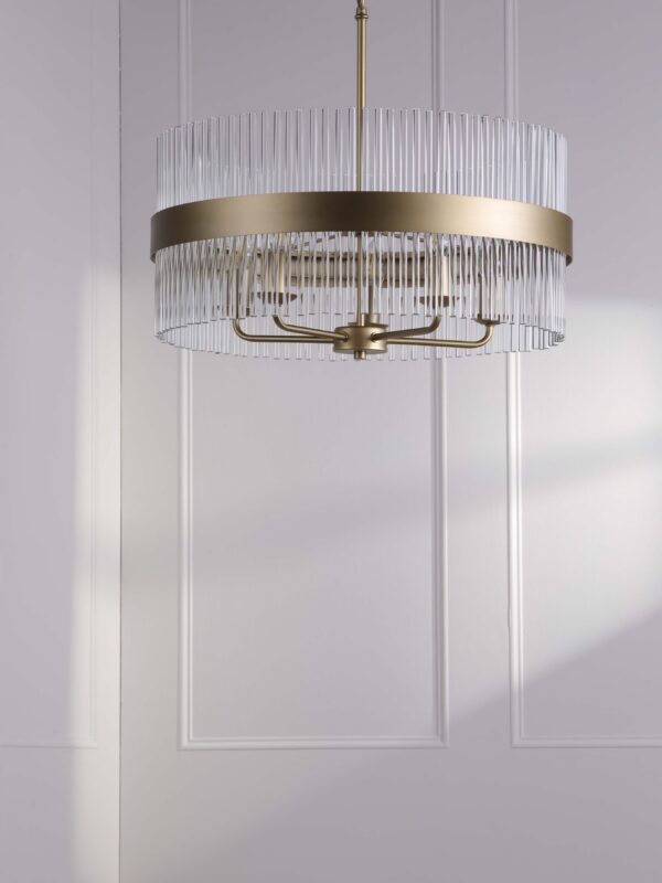 Alexa, stor taklampe i messing med glasstaver - Bilde 2