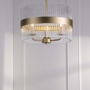Alexa taklampe i matt messing med glasstaver
