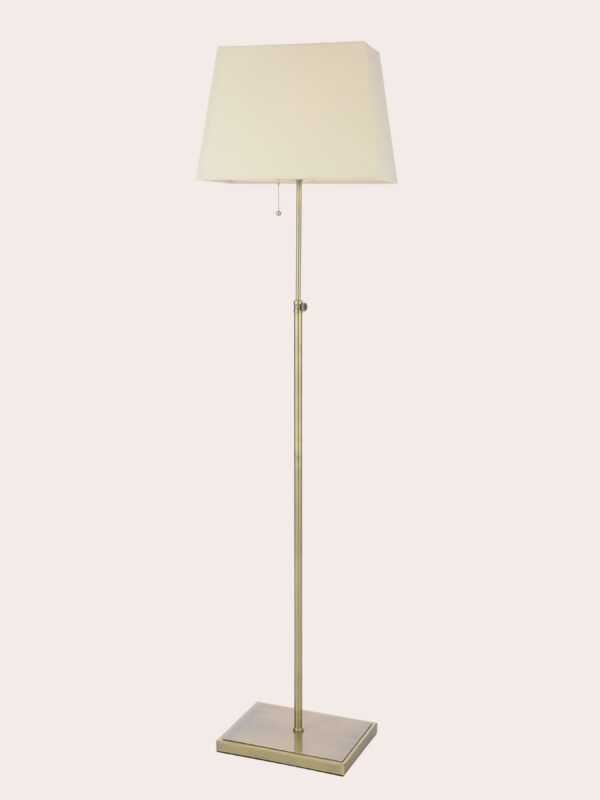 Bartley, stilren gulvlampe i messing, med firkantet skjerm i beige - Bilde 3