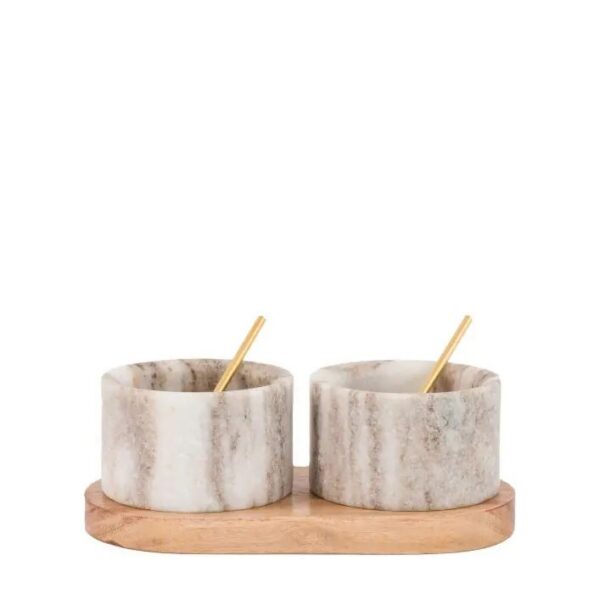 Novi, salt/krydderskåler i beige marmor - Bilde 4