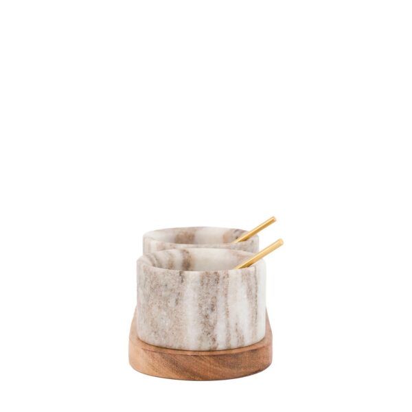 Novi, salt/krydderskåler i beige marmor - Bilde 5