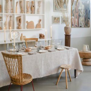 Tivoli beige damaskduk i lin