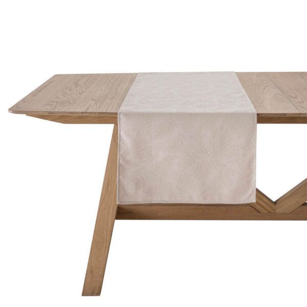 Vegetal Mood, damaskvevd løper i beige bomull - Bilde 4