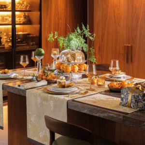 feerie spisebrikke med julemotiv i beige og gull