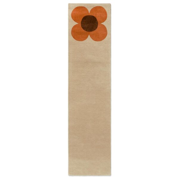 Flower Placement, retro gulvløper med stilisert blomst i orange/beige - Bilde 3