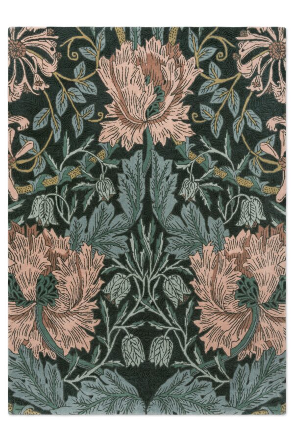 Morris, Honeysuckle & tulips, håndtuftet gulvteppe i teal - Bilde 6