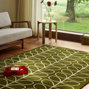 Linear Stem retro gulvteppe i olivengrønt fra Orla kiely
