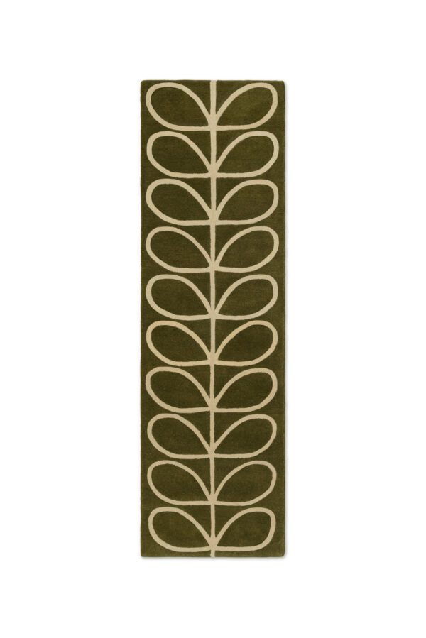 Linear Stem, retro gulvløper med stilistiske grener i olivengrønt - Bilde 3