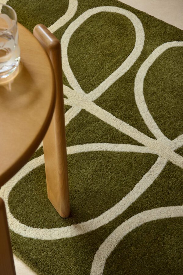 Linear Stem, retro gulvløper med stilistiske grener i olivengrønt - Bilde 2
