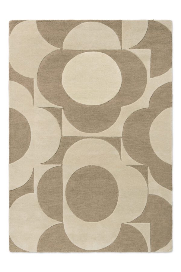 Flower Prism, retro gulvteppe med stilistiske blomster i beige/offwhite - Bilde 3