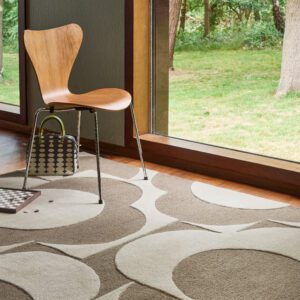 Flower prism retro gulvteppe i beige/offwhite