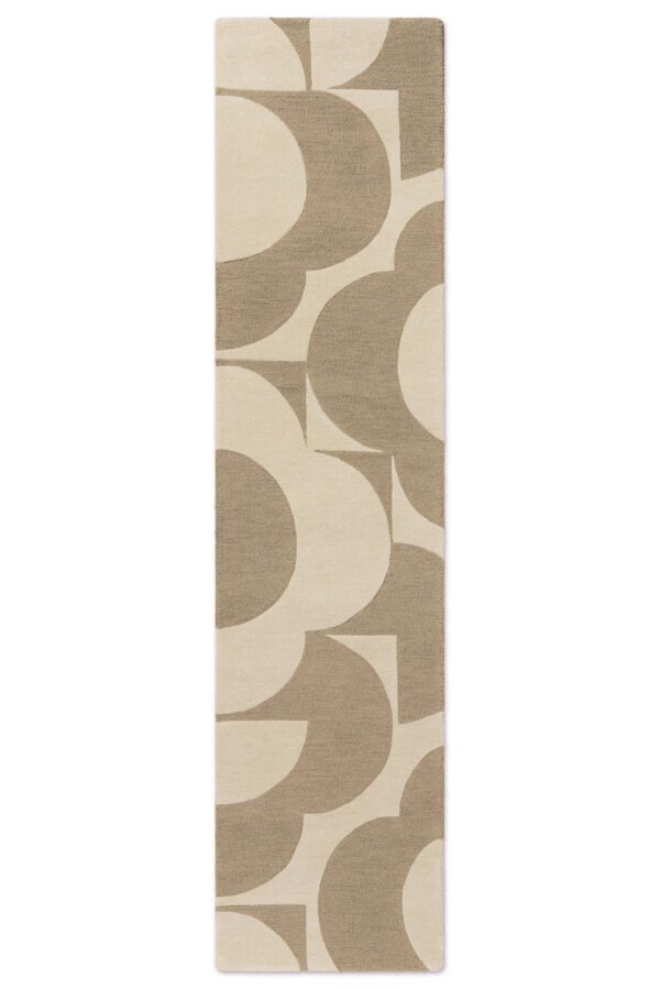 Flower Prism, retro gulvløper med stiliserte blomster i beige/offwhite - Bilde 3