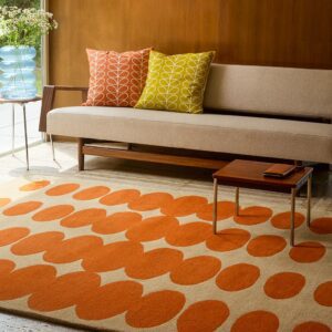 Optical Oval moderne gulvteppe i orange og sand fra Orla Kiely