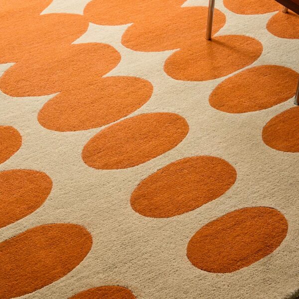 Optical Oval, moderne gulvteppe i orange og sand fra Orla Kiely - Bilde 2