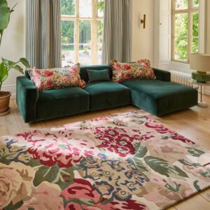 Sanderson Rose & Peony gulvteppe i røde toner