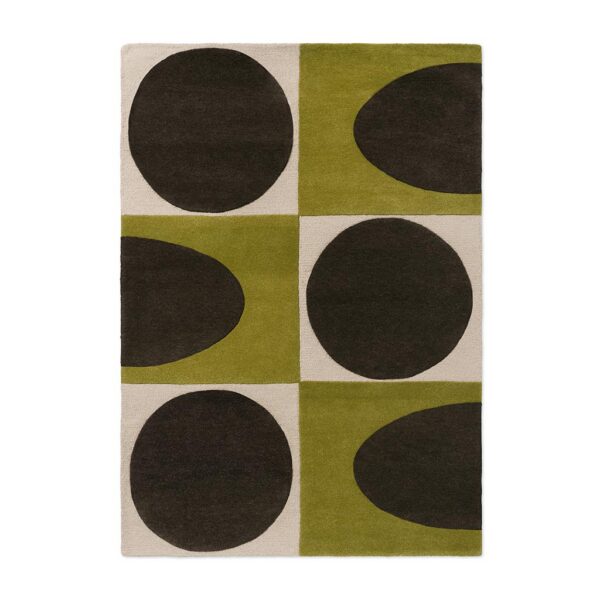 Spot Square, retro gulvteppe med geometrisk mønster i brunt/grønt - Bilde 3