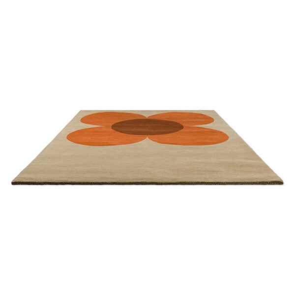 Flower Placement, retro gulvteppe med stilistisk blomst i orange/beige - Bilde 4