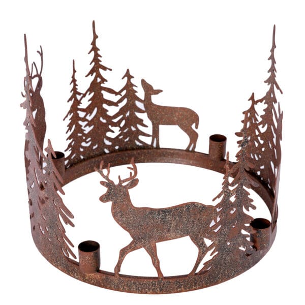 Woodland Deer, lysestake med 4 lysholdere, med hjort og gran i rustikk bronsefinish - Bilde 2