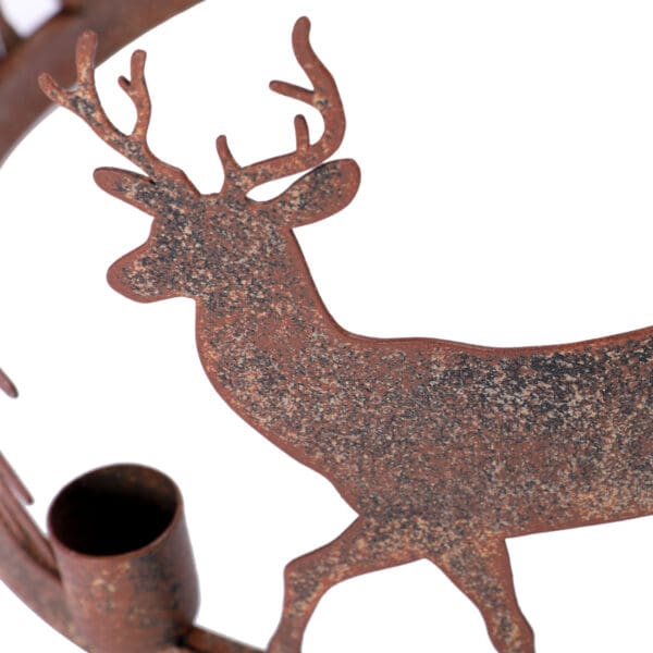 Woodland Deer, lysestake med 4 lysholdere, med hjort og gran i rustikk bronsefinish - Bilde 4