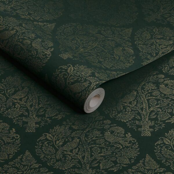 Woodland Fable, elegant mønstret tapet i smaragdgrønt - Bilde 4