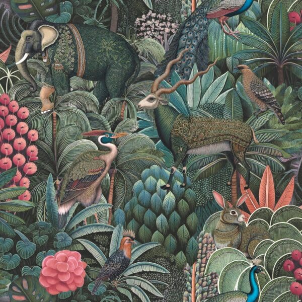 Jungle Jamboree, dyrisk tapet i grønt - Bilde 3
