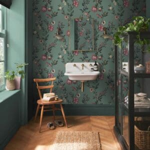 Allurium, romantisk grønn tapet med blomster