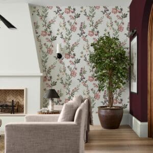 Allurium, romantisk blomstrete tapet i soft rosa