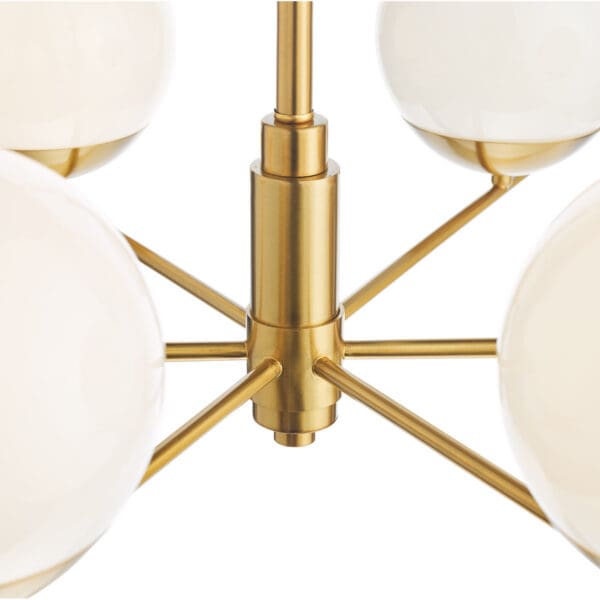 Bombazine, retro 6 armet lysekrone i messing og opalglass - Bilde 6