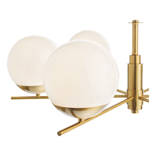 Bombazine, retro 6 armet lysekrone i messing og opalglass - Bilde 5
