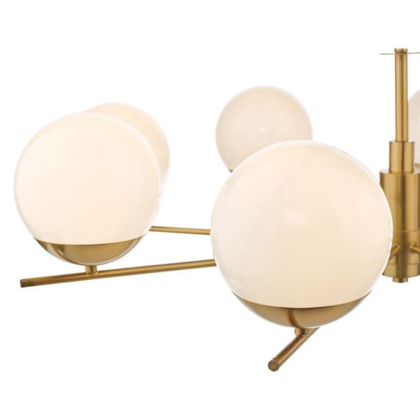 Bombazine, retro 8 armet lysekrone i messing og opalglass - Bilde 4