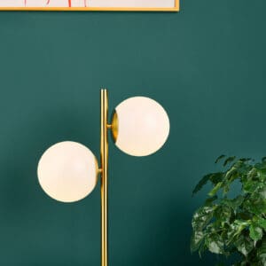 Bombazine, retro bordlampe i messing og opalglass