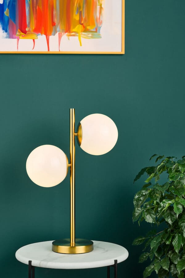 Bombazine, retro bordlampe i messing og opalglass