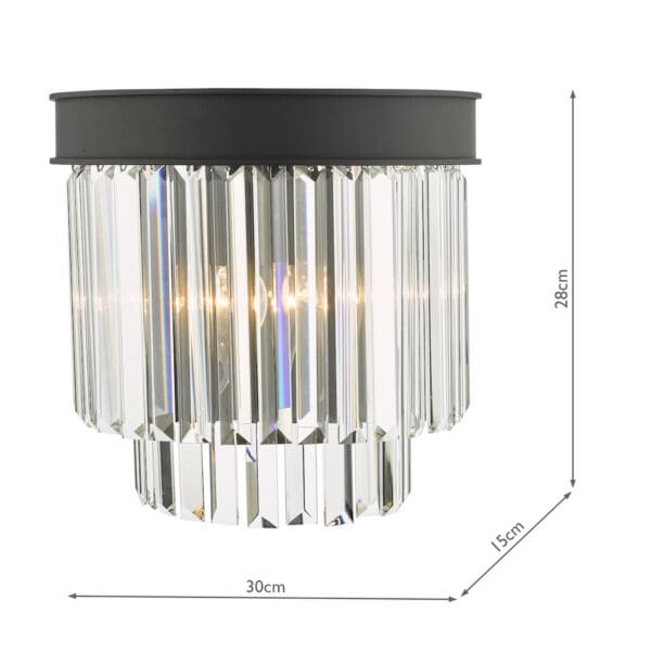 Celeus, moderne vegglampe i koksgrått metall og krystall - Bilde 6
